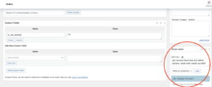SupportBot order note entry form in the chat window